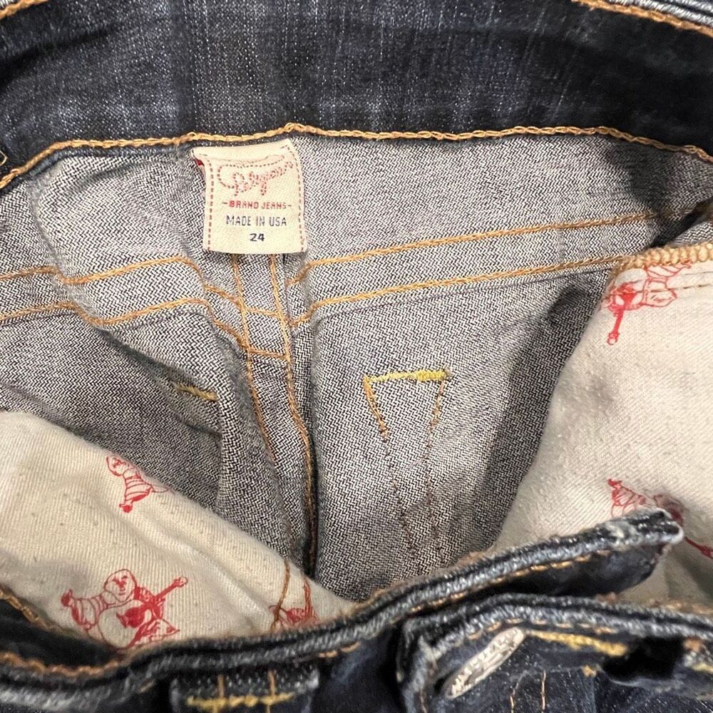 True Religion Women's Stretch Slim Fit Skinny Jeans Blue Denim Dark Wash Size 24 - Picture 4 of 5